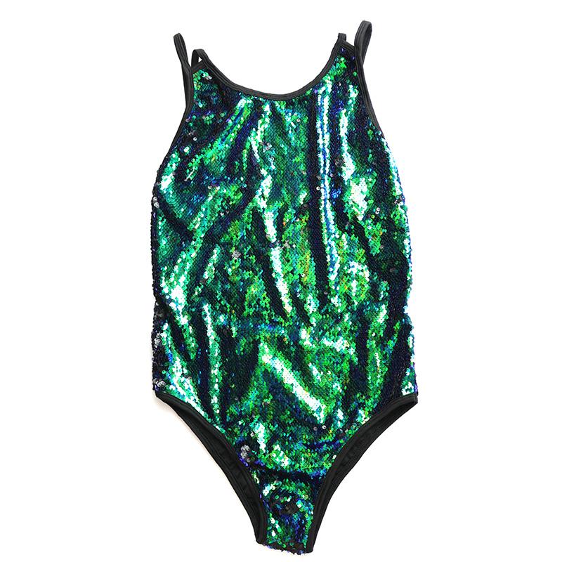 Blue Gradient Sequin Scoop One Piece Swimsuit