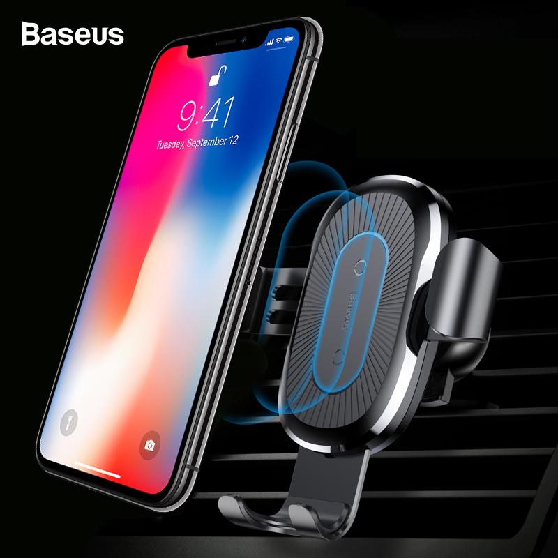 Baseus Car Mount Qi Wireless Charger For iPhone XS Max X XR 8 Fast Wireless Charging Car Phone Holder For Samsung Note 9 S9 S8