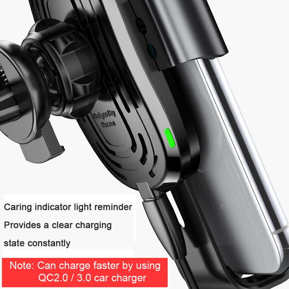 Baseus Car Mount Qi Wireless Charger For iPhone XS Max X XR 8 Fast Wireless Charging Car Phone Holder For Samsung Note 9 S9 S8
