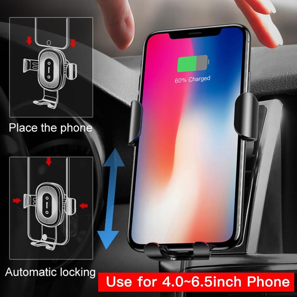 Baseus Car Mount Qi Wireless Charger For iPhone XS Max X XR 8 Fast Wireless Charging Car Phone Holder For Samsung Note 9 S9 S8