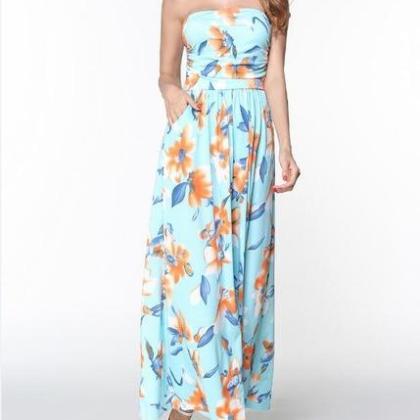 Strapless Off Shoulder Long Maxi Sundress