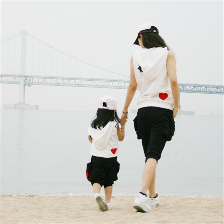 Star Heart Hooded Sleeveless T-Shirt and Shorts