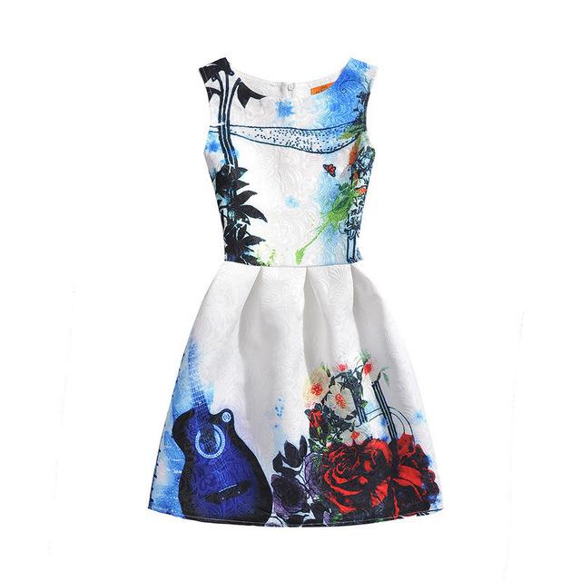 Butterfly and Floral Print Summer Dress