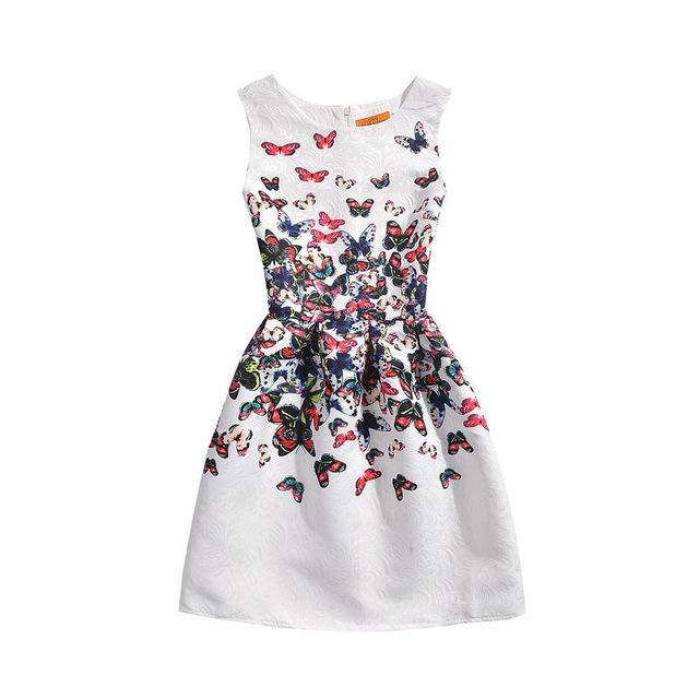 Butterfly and Floral Print Summer Dress