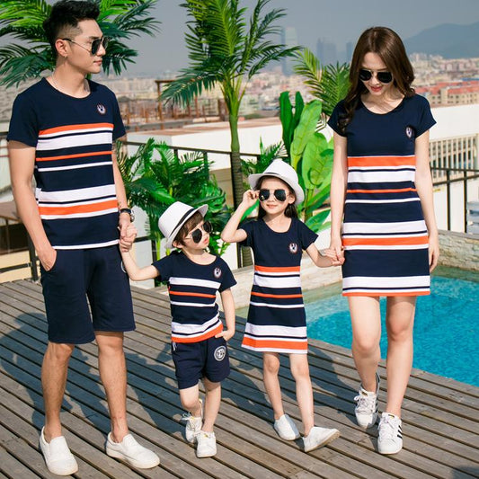 Cotton Casual Short-sleeve Family Matching Dress