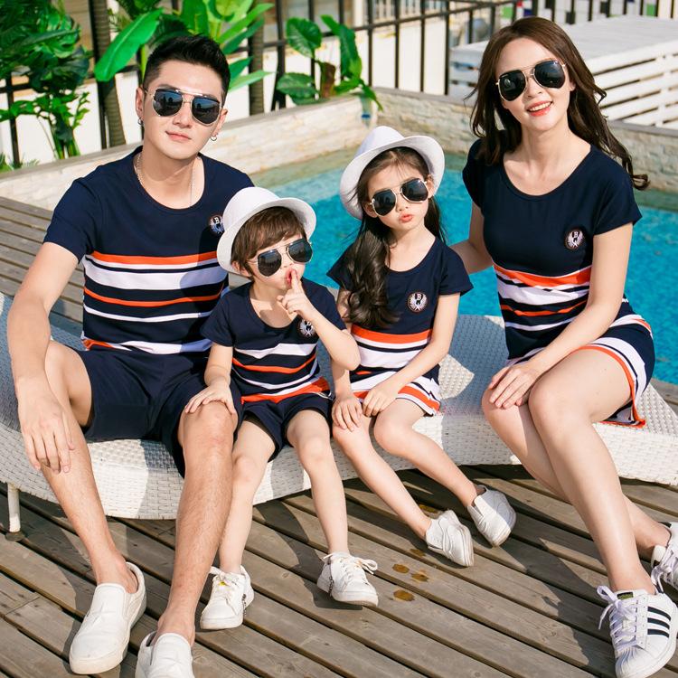 Cotton Casual Short-sleeve Family Matching Dress