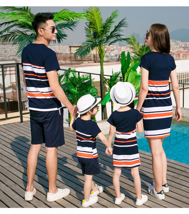 Cotton Casual Short-sleeve Family Matching Dress