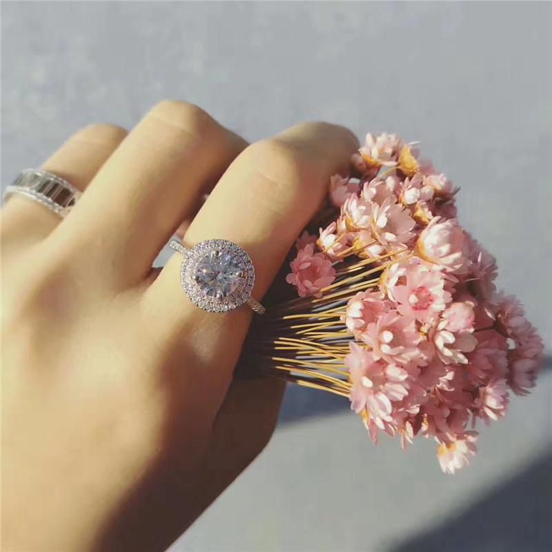 Real 925 Sterling Silver Cubic Zircon Wedding Ring for Women