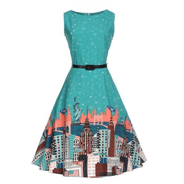 Sleeveless Printed Dress