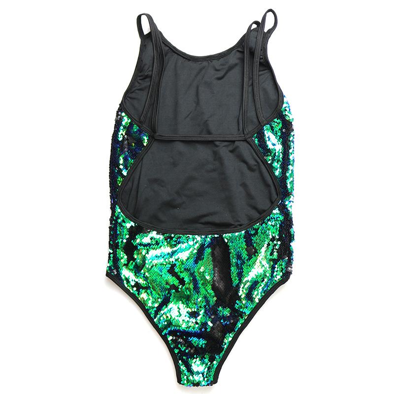 Blue Gradient Sequin Scoop One Piece Swimsuit