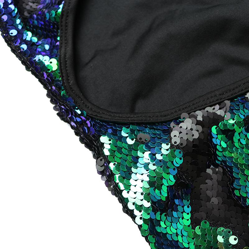 Blue Gradient Sequin Scoop One Piece Swimsuit