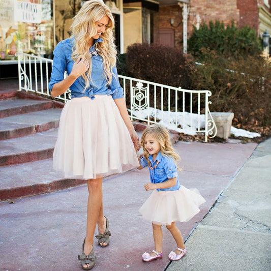 Denim T-Shirt Top and Skirt Dress
