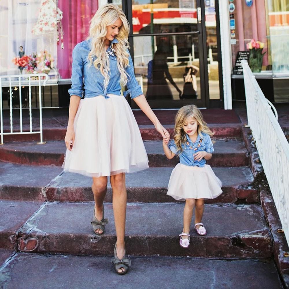 Denim T-Shirt Top and Skirt Dress