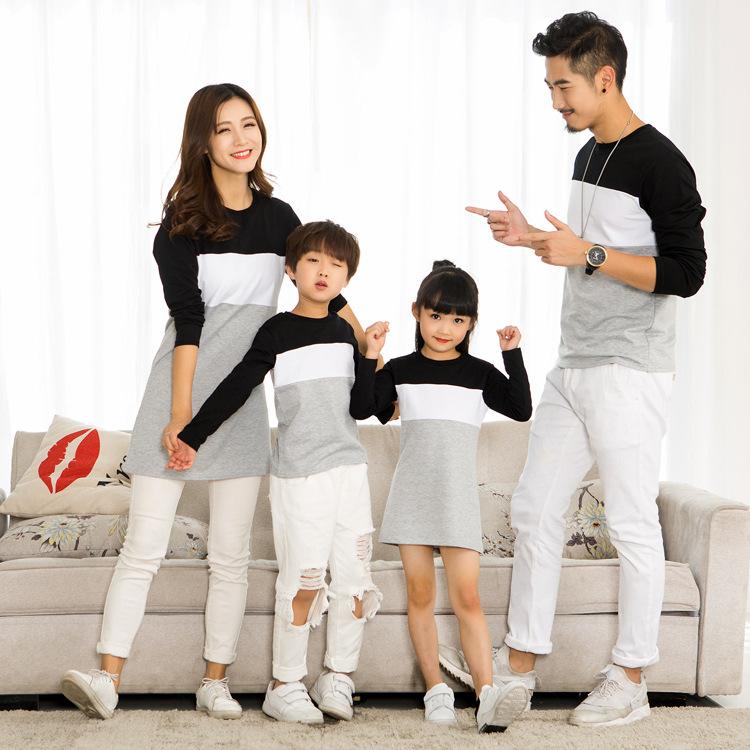 Long Sleeve Cotton Family Matching Dress