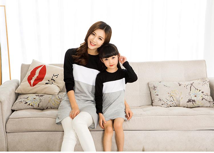 Long Sleeve Cotton Family Matching Dress