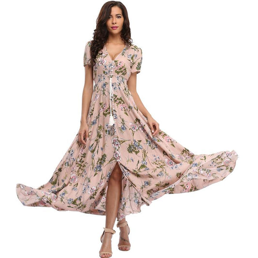 Long Floral Maxi Beach Dress
