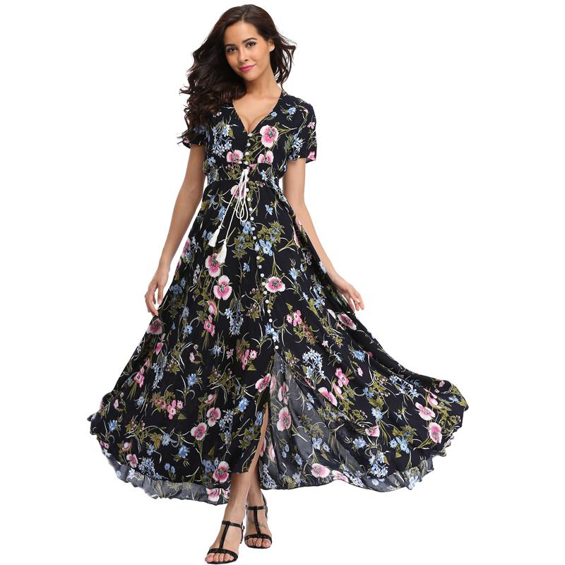 Long Floral Maxi Beach Dress