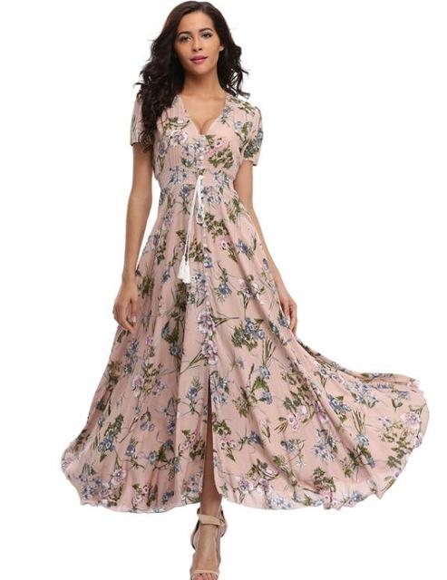 Long Floral Maxi Beach Dress