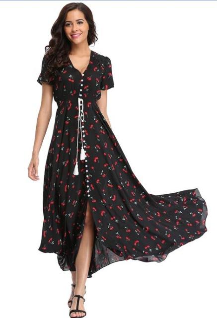 Long Floral Maxi Beach Dress