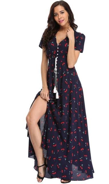 Long Floral Maxi Beach Dress