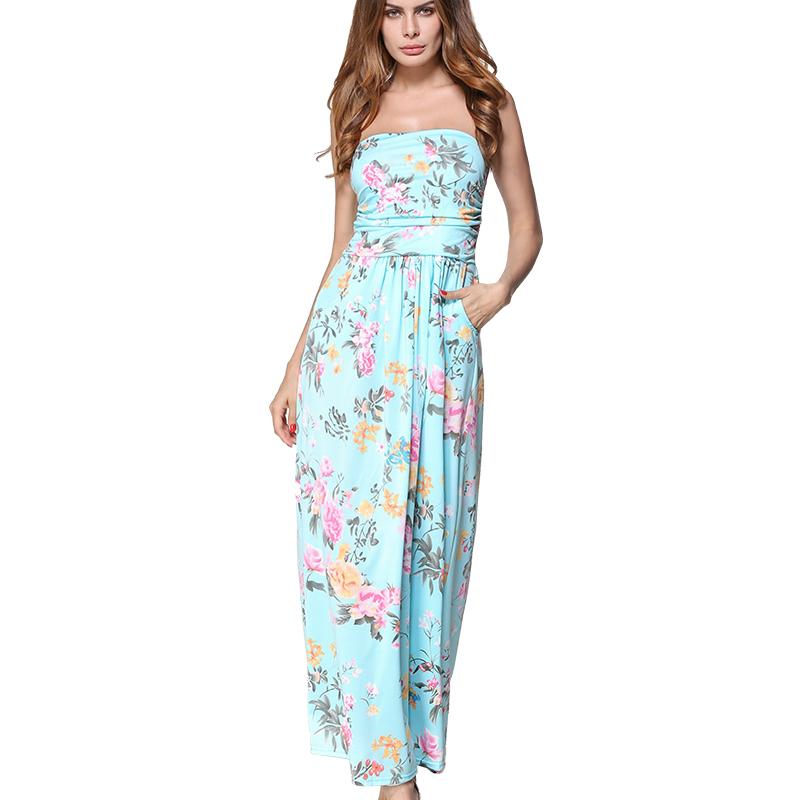 Strapless Off Shoulder Long Maxi Sundress