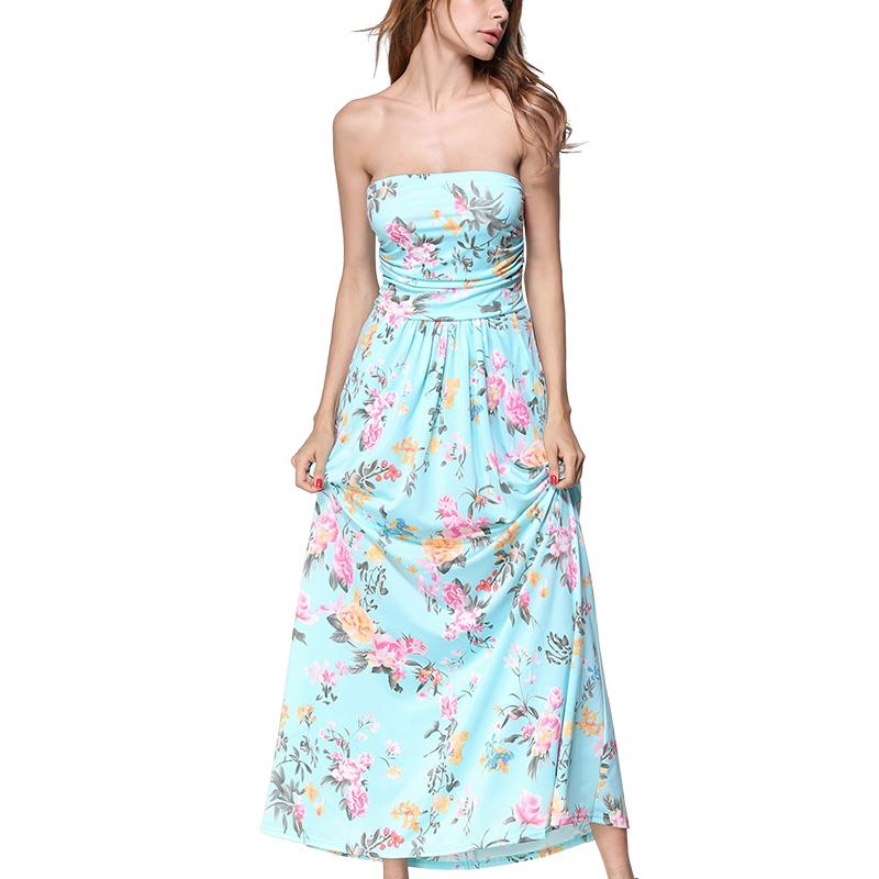 Strapless Off Shoulder Long Maxi Sundress