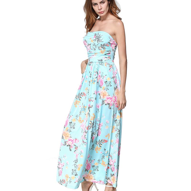 Strapless Off Shoulder Long Maxi Sundress