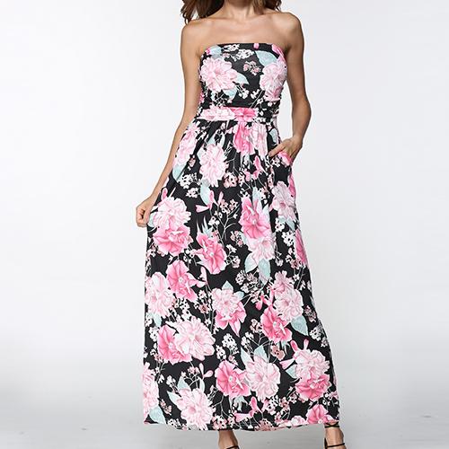 Strapless Off Shoulder Long Maxi Sundress