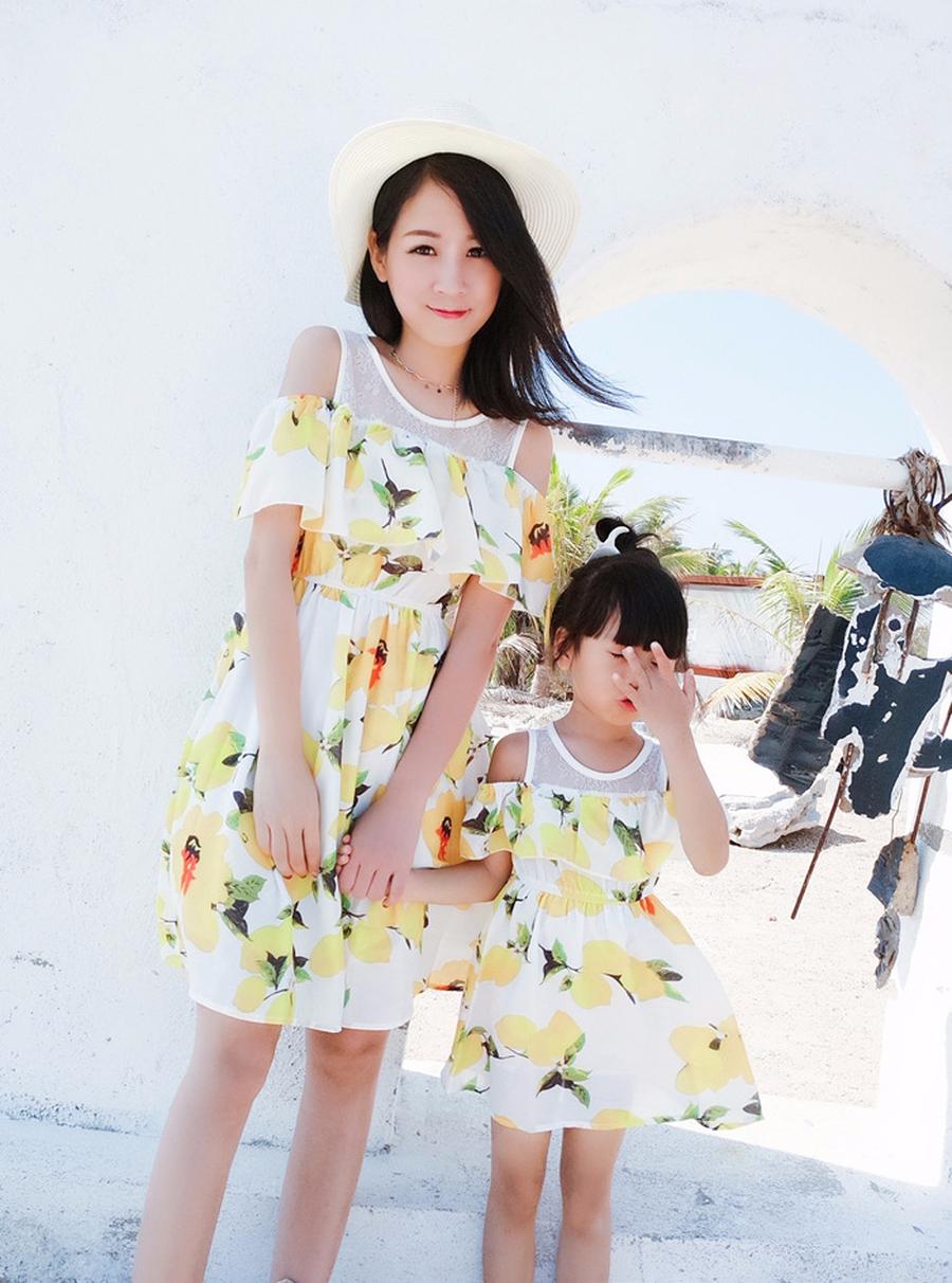 Casual Short Sleeve Yellow Floral Dress