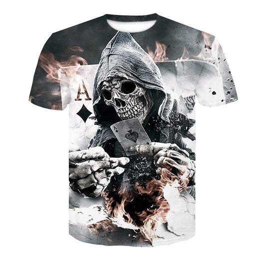 3D Skull Printed T-Shirt