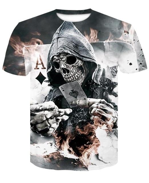 3D Skull Printed T-Shirt
