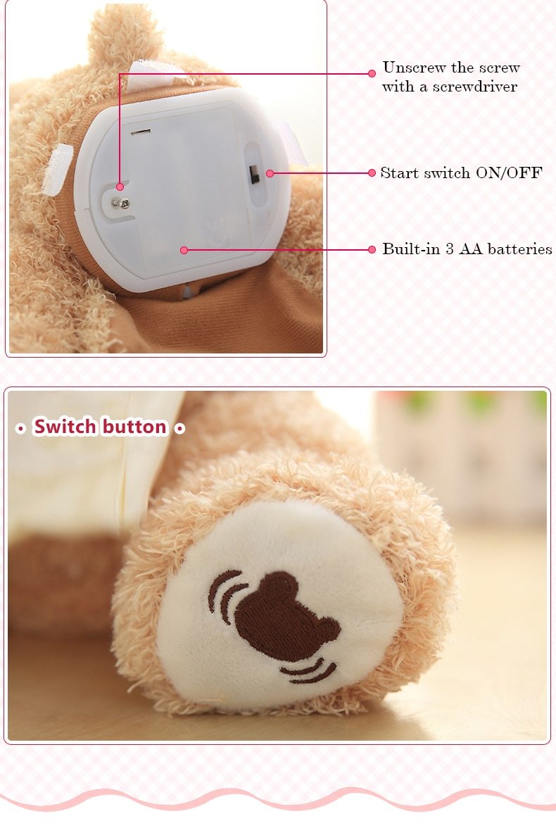 1pc 30cm Peek a Boo Teddy Bear Play Hide And Seek Lovely Cartoon Stuffed Kids Birthday Gift Cute Electric Music Bear Plush Toy
