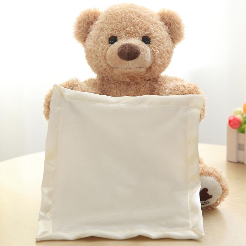 1pc 30cm Peek a Boo Teddy Bear Play Hide And Seek Lovely Cartoon Stuffed Kids Birthday Gift Cute Electric Music Bear Plush Toy
