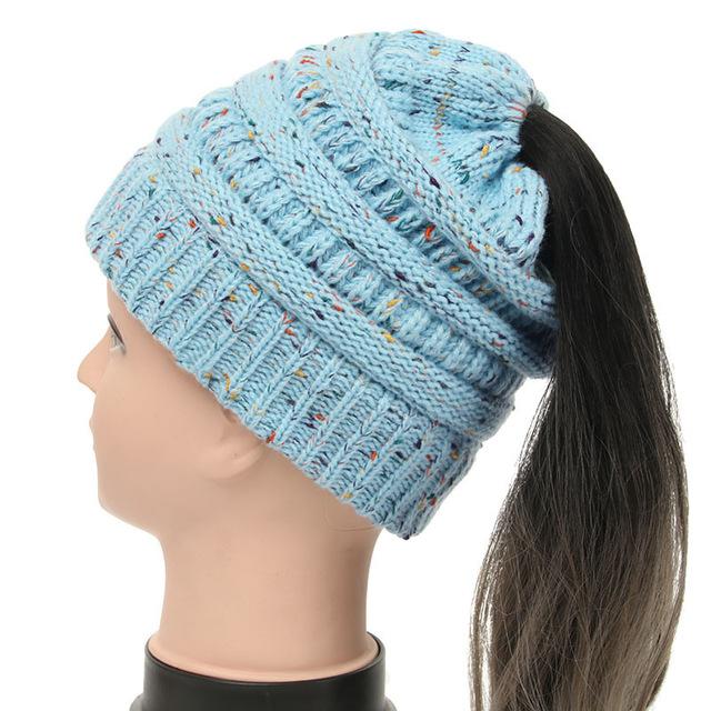 Soft Knit Ponytail Beanie