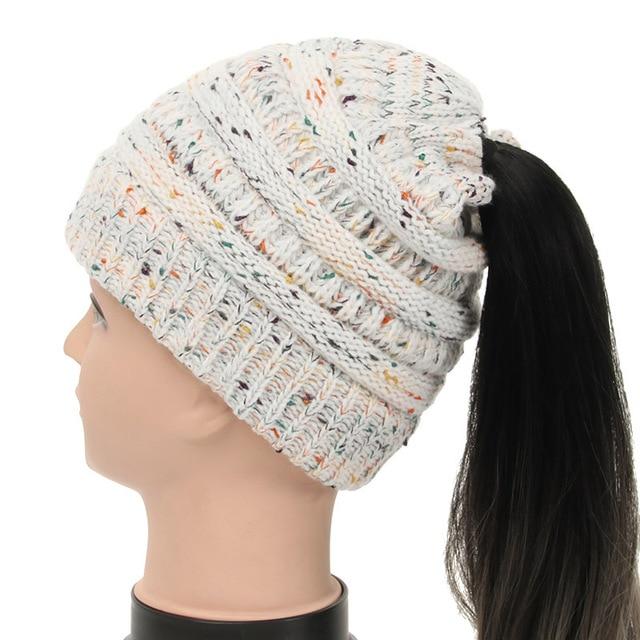 Soft Knit Ponytail Beanie