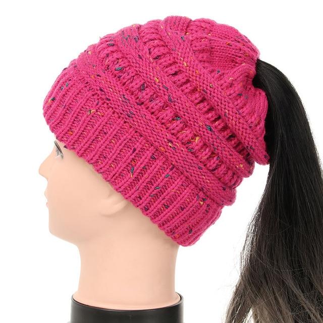 Soft Knit Ponytail Beanie