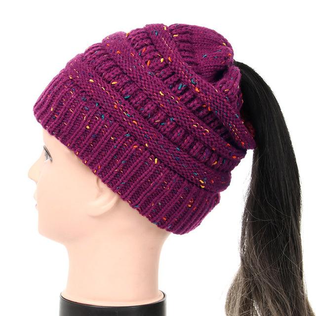 Soft Knit Ponytail Beanie