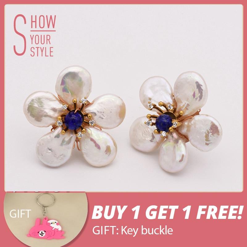 Natural Fresh Water Pearl Flower Earring