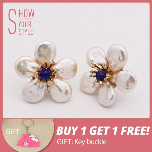 Natural Fresh Water Pearl Flower Earring